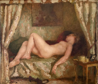 Tableau Femme Nue allanguie par Henri Montassier 1910 impressioniste