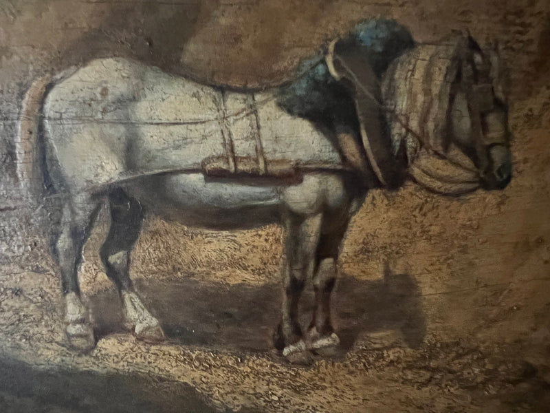 Tableau scene rurale le fermier et ses chevaux par Georges Crinier 1808 1869