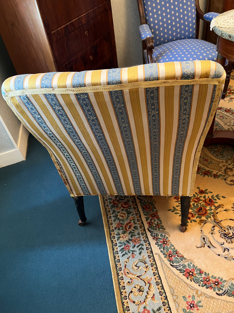 Fauteuil Napoléon lll tissu jaune rayure