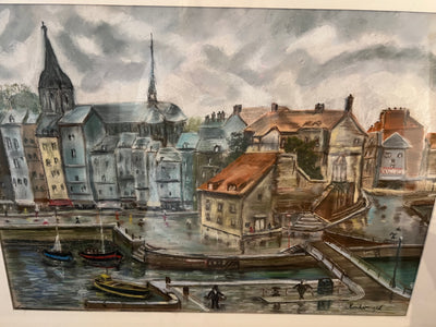 Tableau Port de Honfleur pastel par Joel Naudin