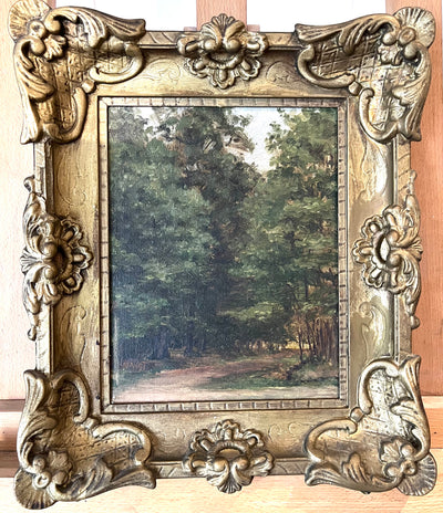 Tableau huile sur toile foret de Fontainebleau par Charles Gavet (19ème)