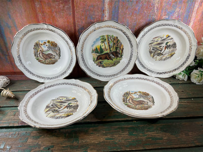 5 assiettes creuses chasse gibier limoges