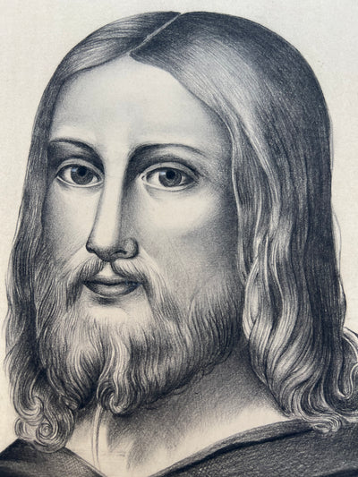Ancien dessin signé représentant le sacré Coeur de Jesus Christ