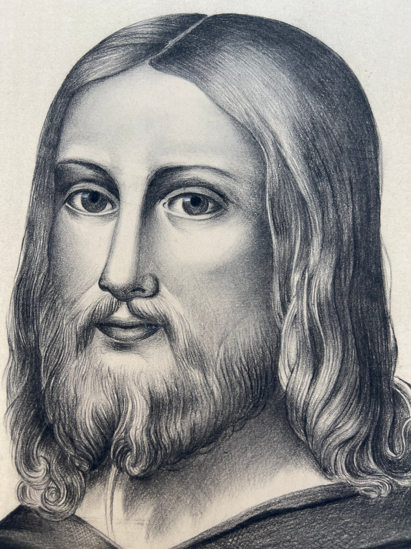 Ancien dessin signé représentant le sacré Coeur de Jesus Christ