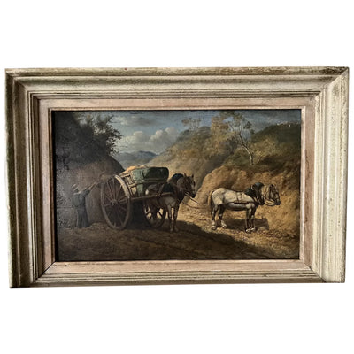 Tableau scene rurale le fermier et ses chevaux par Georges Crinier 1808 1869