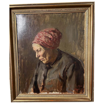 Tableau femme au turban rouge par Oberlin 1903