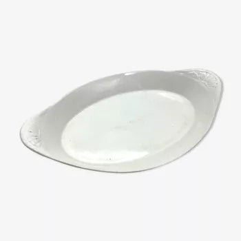 Grand plat oval blanc à oreilles 41cm