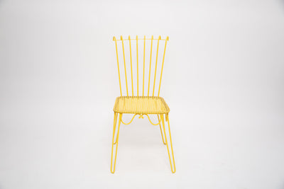 4 chaises jaunes Mathieu Mategot modele Cap d'Ail